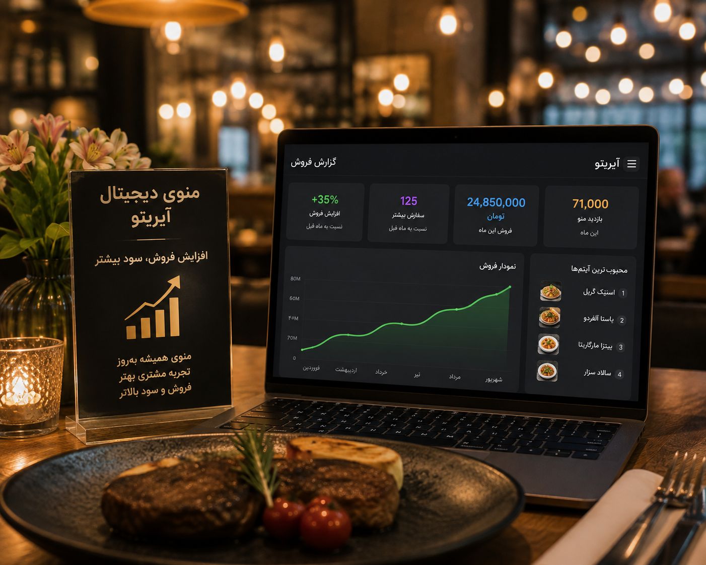 منو دیجیتال (منو آنلاین) 5 افزایش فروش